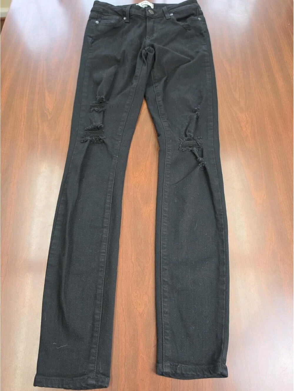Paige Verdugo Ultra Skinny Size 25 Black Distressed Ripped Denim Jeans Edgy Chic